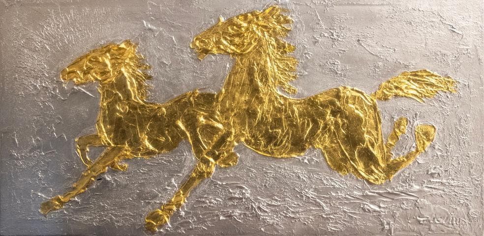 Twin Stallions of Fortune by Kim IL Tae (b. 1962)